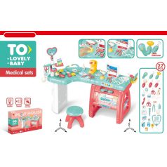   Mama Kiddies 27 teiliger ärztlicher Tisch und Stuhl und mit zahlreichen Extras in Pink-Blau