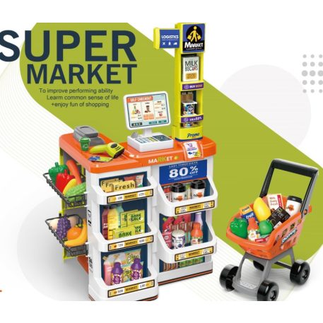 Mama Kiddies 60-teiliges 82cm hohes Luxusspielzeug mit Supermarktzubehör - orange