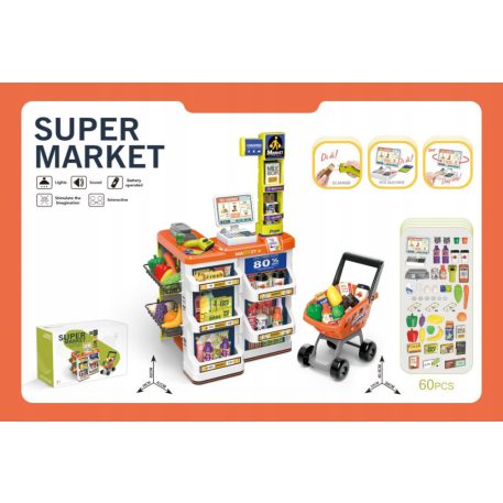 Mama Kiddies 60-teiliges 82cm hohes Luxusspielzeug mit Supermarktzubehör - orange