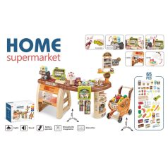   Mama Kiddies 65-teiliger Extra Supermarkt-Tisch mit viel Zubehör, in Braun