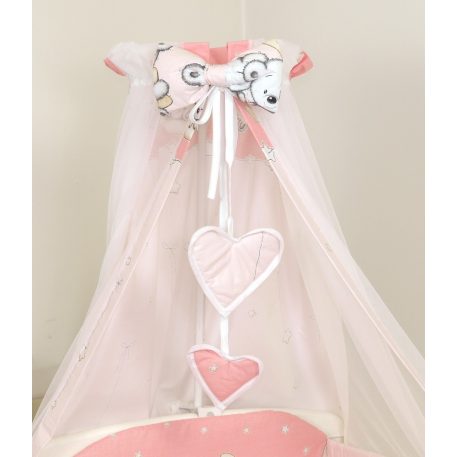 Mama Kiddies Baby Bear 6 teilige Bettwäsche für Babys mit einem Bettrand in 180° in Rosa mit Bärenmuster