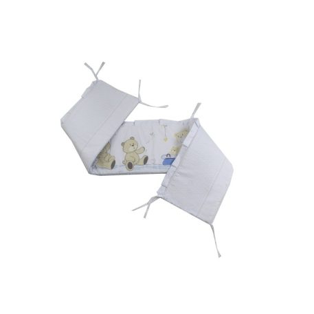 Mama Kiddies Sofie Dreams 4 teilige Bettwäsche für Babys mit einem Bettrand in 180° in Hellblau und Weiß mit Bärenmuster