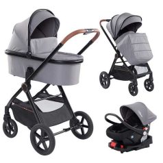   Mama Kiddies® PRIMO 4-in-1 Multifunktions-Kinderwagen in Grau + GRATIS Zubehör