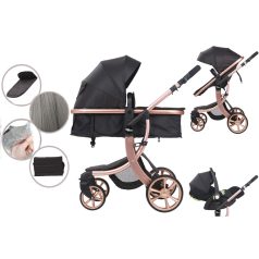   Kinderwagen Mama Kiddies Sun Black ELITE 3 in 1 mit Zubehör in schwarz + Geschenk