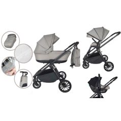   Mama Kiddies Unique 3-in-1 Multifunktionskinderwagen mit Zubehör in Hellgrau + Geschenk