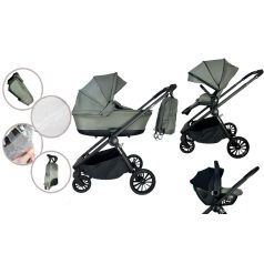   Mama Kiddies Unique 3-in-1 Multifunktionskinderwagen mit Zubehör in Grün + Geschenk