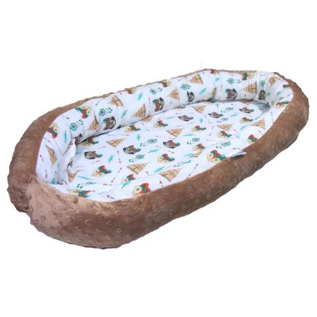 Comfort babafészek barna indián állatkás mintával