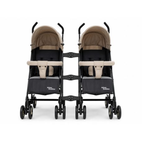 Mama Kiddies® Vento Sport-Zwillingskinderwagen in Beige/Grau + Regenschutz als Geschenk