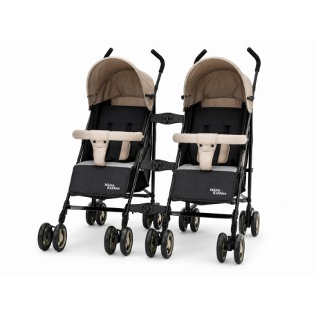 Mama Kiddies® Vento Sport-Zwillingskinderwagen in Beige/Grau + Regenschutz als Geschenk