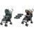 Mama Kiddies® Vento Sport-Zwillingskinderwagen in Grün/Beige/Grau + Regenschutz als Geschenk