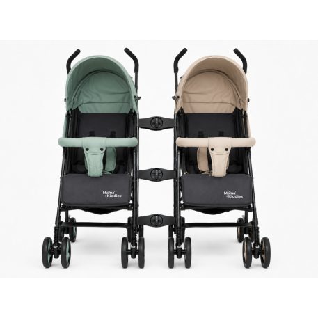Mama Kiddies® Vento Sport-Zwillingskinderwagen in Grün/Beige/Grau + Regenschutz als Geschenk