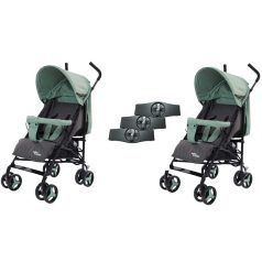   Mama Kiddies® Vento Sport-Zwillingskinderwagen in Grün/Grau + Regenschutz als Geschenk