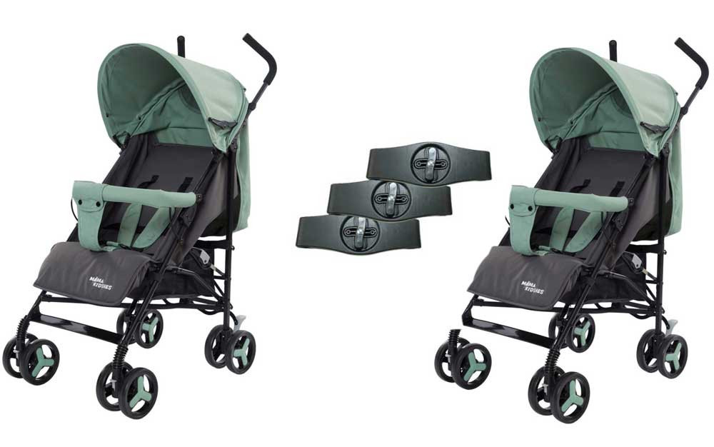 Mama Kiddies Vento Sport-Zwillingskinderwagen in Grün