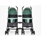 Mama Kiddies® Vento Sport-Zwillingskinderwagen in Grün/Grau + Regenschutz als Geschenk