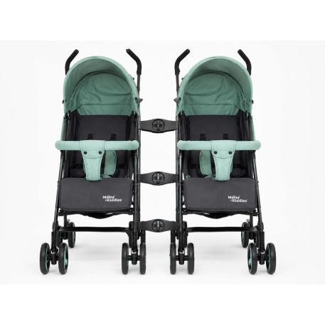 Mama Kiddies® Vento Sport-Zwillingskinderwagen in Grün/Grau + Regenschutz als Geschenk