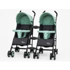 Mama Kiddies® Vento Sport-Zwillingskinderwagen in Grün/Grau + Regenschutz als Geschenk