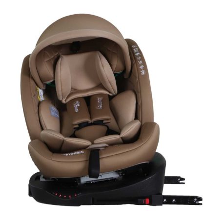  ISOFIX-fähiger, um 360° drehbarer Mama Kiddies® i-Size Journey Extra Kindersitz, um 360° drehbar, 40–150 cm, in Beige, mit Stützfuß, gratis Sonnenschutz und Fußstütze