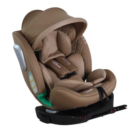  ISOFIX-fähiger, um 360° drehbarer Mama Kiddies® i-Size Journey Extra Kindersitz, um 360° drehbar, 40–150 cm, in Beige, mit Stützfuß, gratis Sonnenschutz und Fußstütze