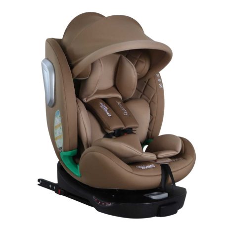  ISOFIX-fähiger, um 360° drehbarer Mama Kiddies® i-Size Journey Extra Kindersitz, um 360° drehbar, 40–150 cm, in Beige, mit Stützfuß, gratis Sonnenschutz und Fußstütze