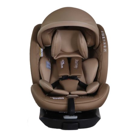  ISOFIX-fähiger, um 360° drehbarer Mama Kiddies® i-Size Journey Extra Kindersitz, um 360° drehbar, 40–150 cm, in Beige, mit Stützfuß, gratis Sonnenschutz und Fußstütze