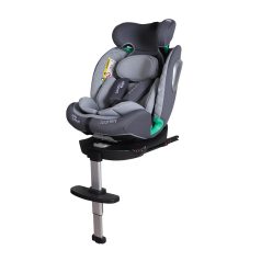   ISOFIX-fähiger, um 360° drehbarer Mama Kiddies iSize Journey Extra Kindersitz (40–150 cm) in Grau mit Stützfuß, inklusive Sonnenblende und Fußstütze