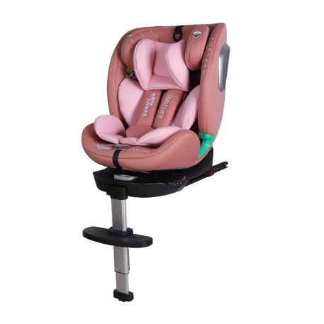 ISOFIX-fähiger, um 360° drehbarer Mama Kiddies iSize Journey Extra Kindersitz (40–150 cm) in Pink mit Stützfuß, inklusive Sonnenblende und Fußstütze