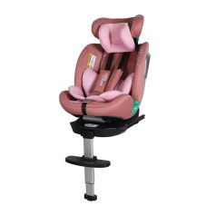   ISOFIX-fähiger, um 360° drehbarer Mama Kiddies iSize Journey Extra Kindersitz (40–150 cm) in Pink mit Stützfuß, inklusive Sonnenblende und Fußstütze