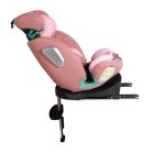ISOFIX-fähiger, um 360° drehbarer Mama Kiddies iSize Journey Extra Kindersitz (40–150 cm) in Pink mit Stützfuß, inklusive Sonnenblende und Fußstütze