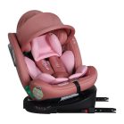 ISOFIX-fähiger, um 360° drehbarer Mama Kiddies iSize Journey Extra Kindersitz (40–150 cm) in Pink mit Stützfuß, inklusive Sonnenblende und Fußstütze