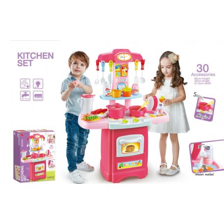 30 részes Mama Kiddies HomeChef Extra babakonyha szett pink színben