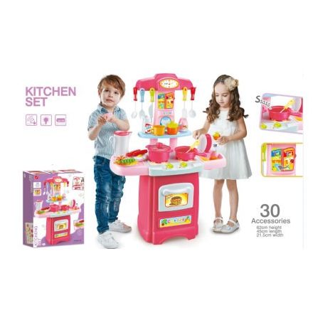 30 részes Mama Kiddies HomeChef babakonyha szett pink színben