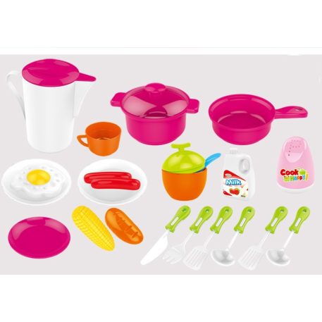 30 részes Mama Kiddies HomeChef babakonyha szett pink színben