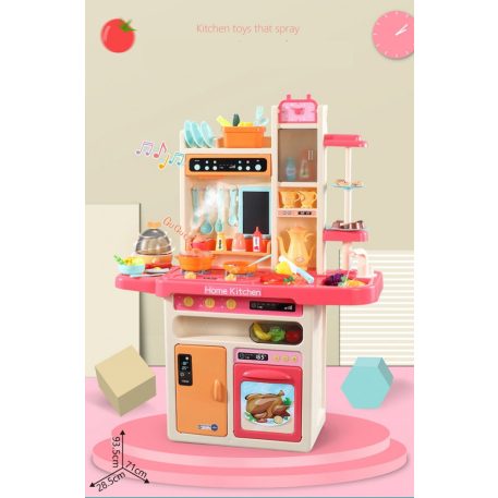 65teiliges Mama Kiddies KitchenKing Kinderküchen-Set in Pink-Orange