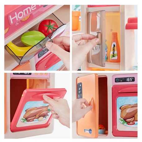 65teiliges Mama Kiddies KitchenKing Kinderküchen-Set in Pink-Orange