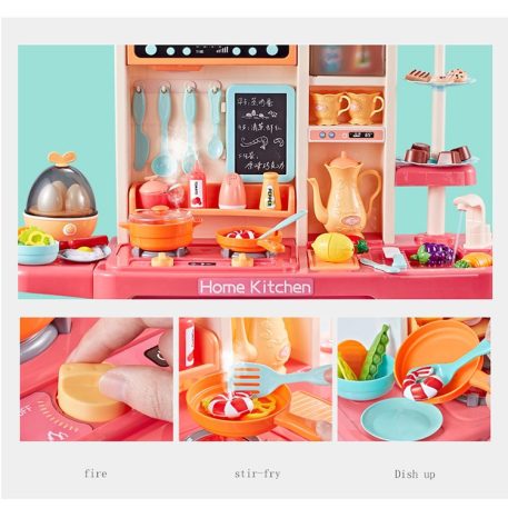 65teiliges Mama Kiddies KitchenKing Kinderküchen-Set in Pink-Orange