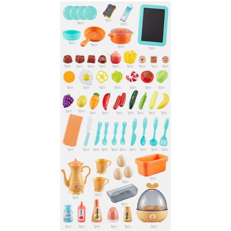 65teiliges Mama Kiddies KitchenKing Kinderküchen-Set in Pink-Orange