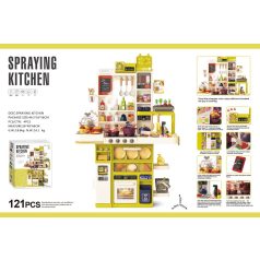   Mama Kiddies Interaktive „Spraying Kitchen“ Spielküche – 121-teiliges Set, 103 cm hoch, mit Licht- und Soundeffekten in Gelb-Grün