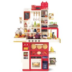   Mama Kiddies Interaktive „Spraying Kitchen“ Spielküche – 121-teiliges Set, 103 cm hoch, mit Licht- und Soundeffekten in Rot