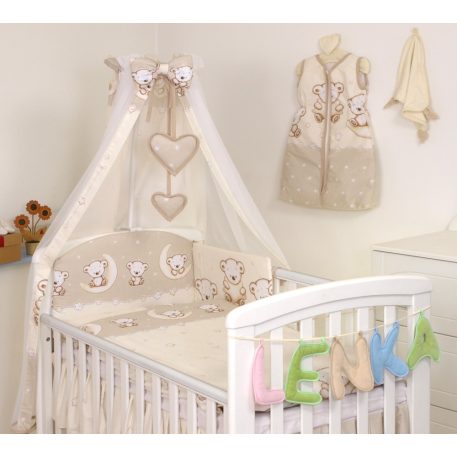 Mama Kiddies Baby Bear 6 teilige Bettwäsche für Babys mit einem Bettrand in 360° in Beige mit Bärenmuster