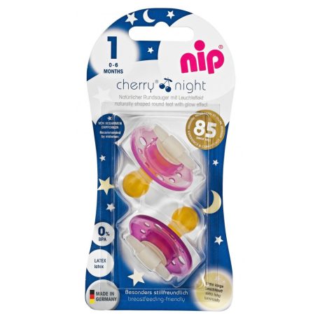 NIP Latex leuchtender kirschförmiger Spielschnuller 0-6 Monate 2St