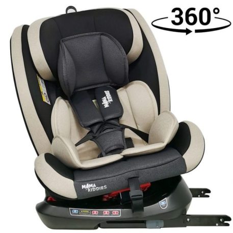 Mama Kiddies Rotary Protect GT Kindersitz mit 360° Drehung (0-36kg) mit ISOFIX System, in Beige + Geschenk Sonnenblende