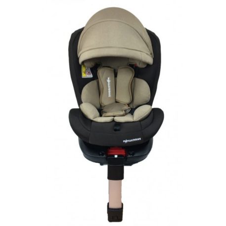 Mama Kiddies Baby Pilot Kindersitz mit 360° Drehung (0-36kg) und ISOFIX System, in Braun-Creme + Geschenk Sonnenblende