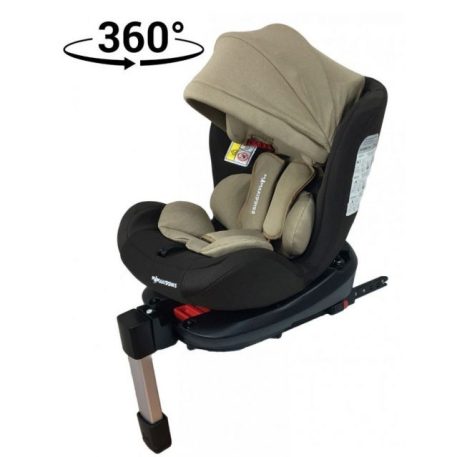 Mama Kiddies Baby Pilot Kindersitz mit 360° Drehung (0-36kg) und ISOFIX System, in Braun-Creme + Geschenk Sonnenblende