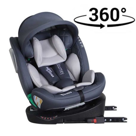 ISOFIX-fähiger, um 360° drehbarer Mama Kiddies iSize Journey Kindersitz (40–150 cm) in Grau + Gratis Sonnenblende