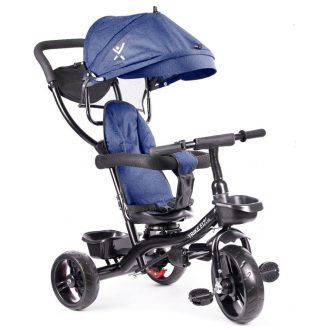   Fix Lite 3in1 Dreirad mit Führungshebel und Fußstützen, in Blau (Sitz um 360° drehbar)