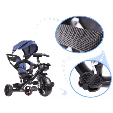 Fix Lite 3in1 Dreirad mit Führungshebel und Fußstützen, in Blau (Sitz um 360° drehbar)