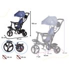 Fix Lite 3in1 Dreirad mit Führungshebel und Fußstützen, in Blau (Sitz um 360° drehbar)