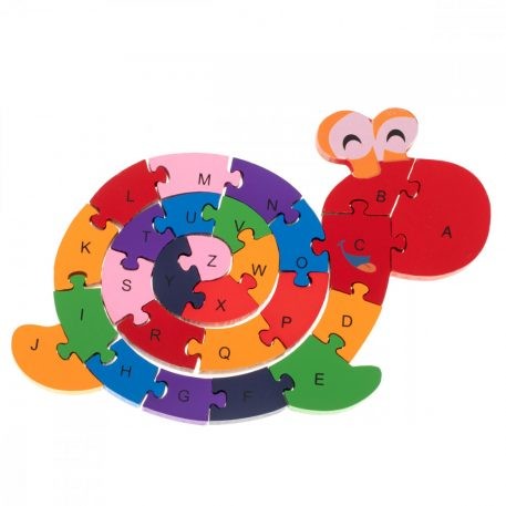 Lernspielzeug aus Holz - Puzzle in Schneckenform