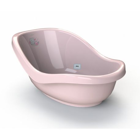Babylon Babywanne mit Eule-Muster in Rosa und eingebautem Thermometer