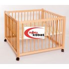 Emelhető magasságú, görgős, kivehető pálcás járóka 120 x 120-as méretben mandula színben